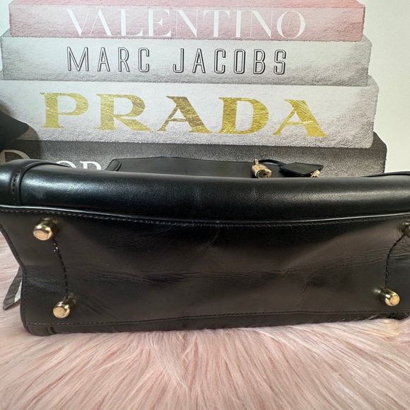 Coach Black Leather Satchel with Signature Scarf - Picture 12 of 12
